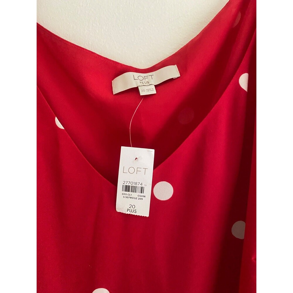 Loft PLUS Red Polka Dot Chiffon V-Neck Camisole Tank Top. Size 20. NEW WITH TAGS - Picture 4 of 7